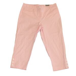 Talbots Perfect Crop Pant Womens Size 14 Petite NWT Pink White Gingham Preppy
